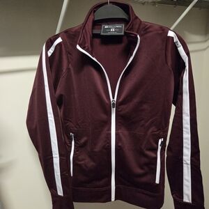 Holloway Women's Burgundy Bomber Jacket with White Stripes
